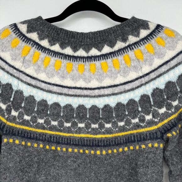 Gap Circular Fair Isle‎ Mohair Sweater XS Charcoal Heather Gray - Picture 3 of 9